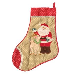 Vtg House Of Hatten Xmas Stocking Santa Claus Reindeer Christmas stocking